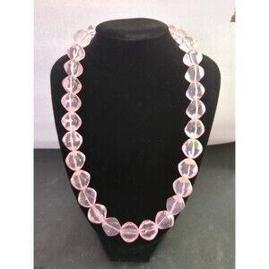 Vintage Chunky Pink Beaded Necklace With Barrel Clasp